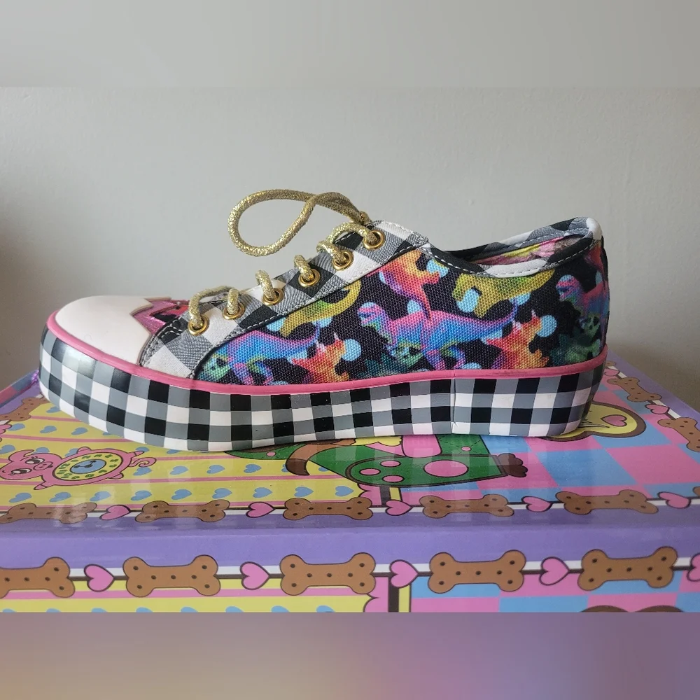 Irregular Choice Gingham Surprise Dino Sneakers, VGUC, Size 36 - Picture 7 of 12